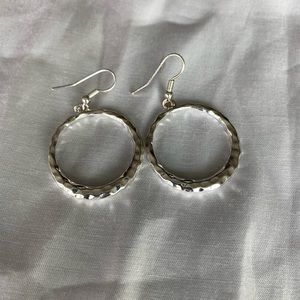 Hammered Sterling Silver Hoop earrings.